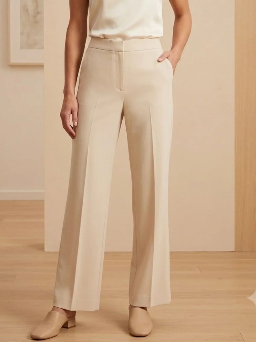 Take 50% OFF- Talbots Women’s Cream Straight-Leg Dress Pants, Size-8